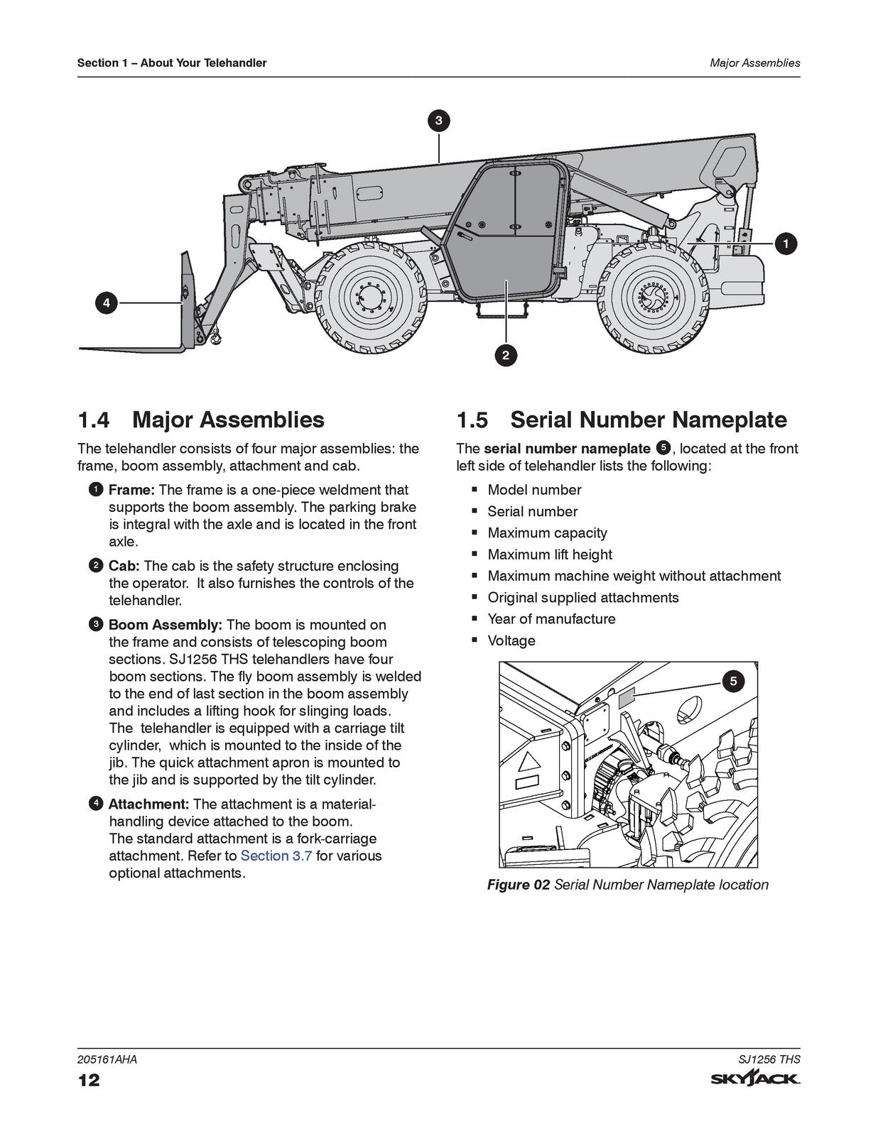 SKYJACK SJ1256 THS Telehandler Operating Manual 2021 - WIRE BOUND - TOUGH COVERS