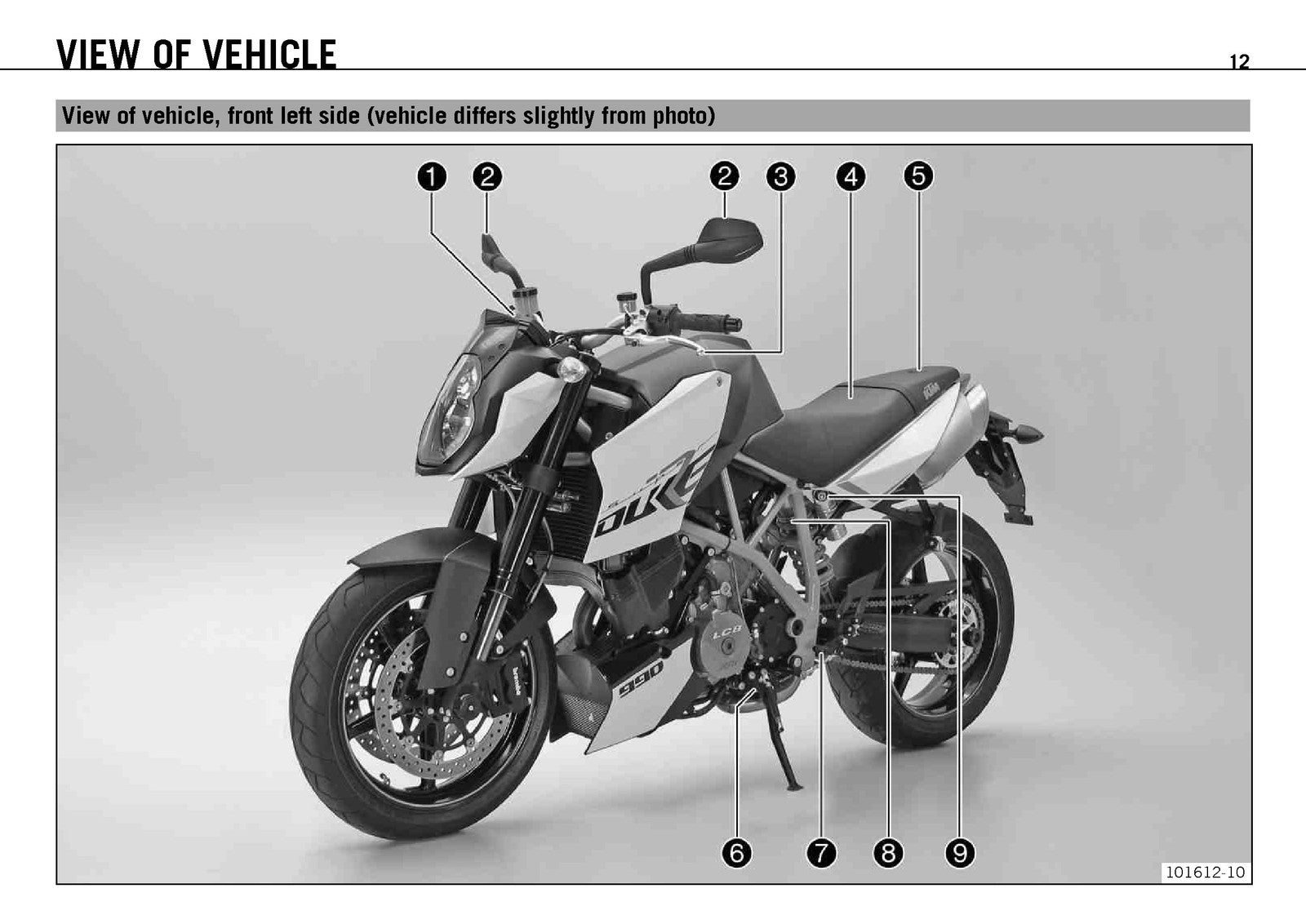 KTM 990 Super Duke R Owners Manual 2012 - STEEL WIRE BOUND - PROTECTIVE COVERS