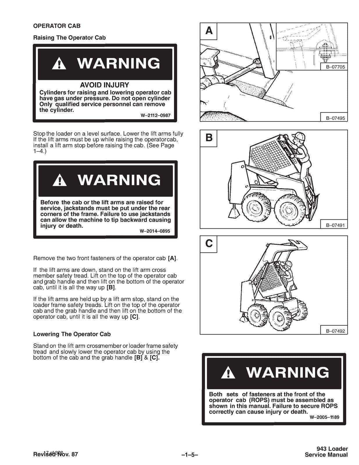 BOBCAT 943 Skid-Steer Loader Service Manual 1986 - BOUND - COVERS - XL FOLDOUTS