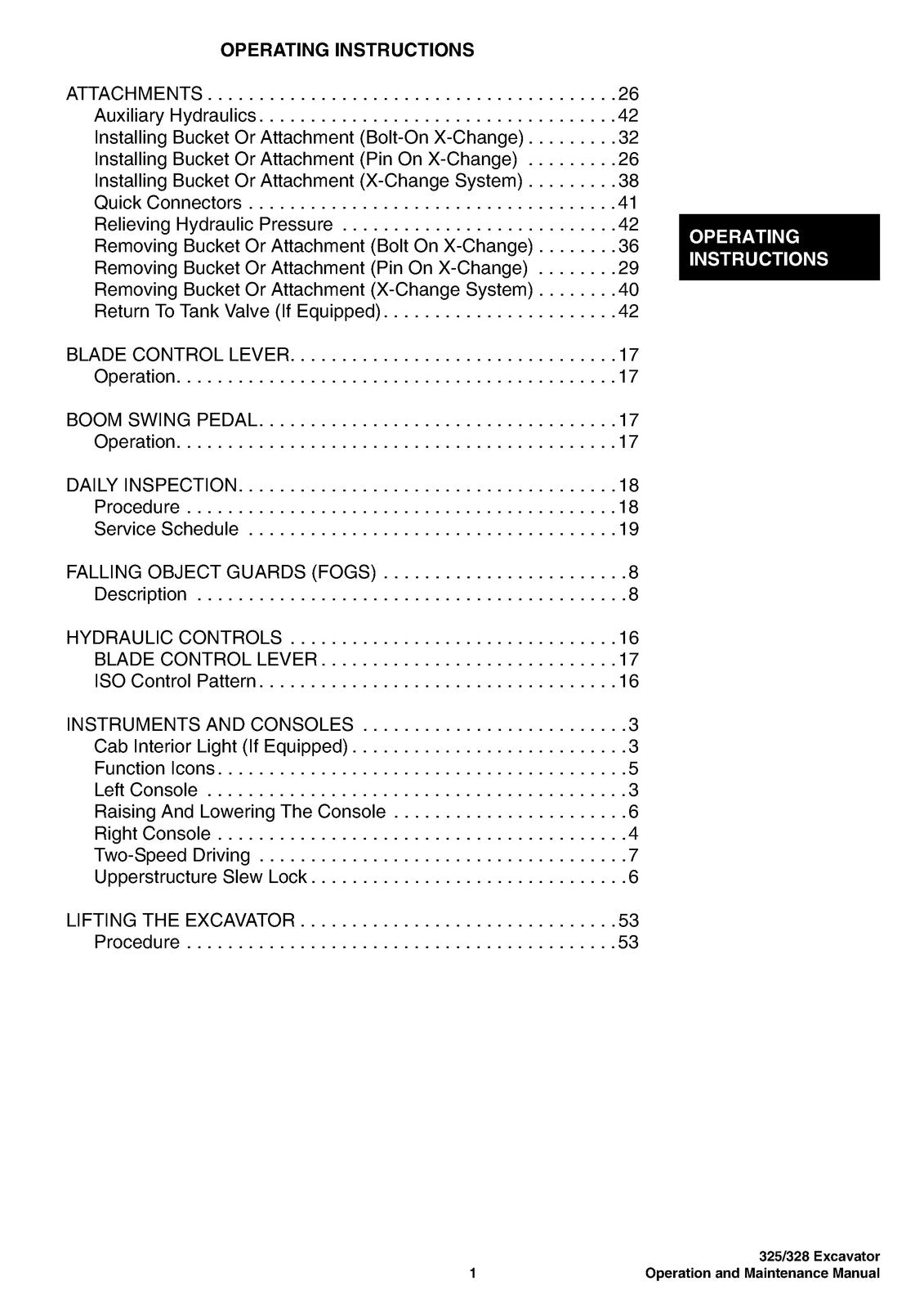 BOBCAT 325 328 G Series Excavator Operation And Maintenance Manual - WIRE BOUND
