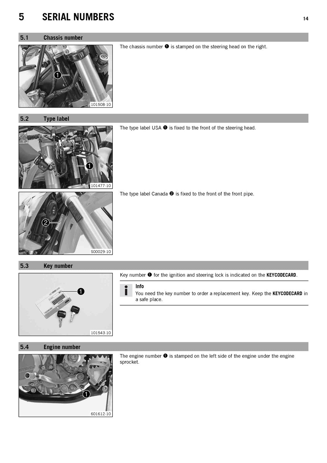 KTM 500 EXC USA Owners Manual 2013 - STEEL WIRE BOUND - PROTECTIVE COVERS