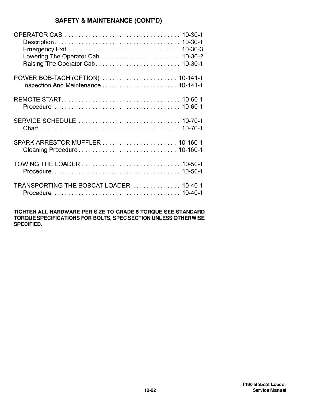 BOBCAT T190 G SERIES TURBO HIGH FLOW SERVICE MANUAL - BOUND - COVERS - FOLDOUTS