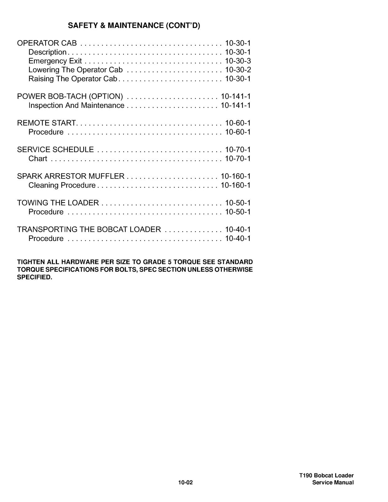BOBCAT T190 G SERIES TURBO HIGH FLOW SERVICE MANUAL - BOUND - COVERS - FOLDOUTS