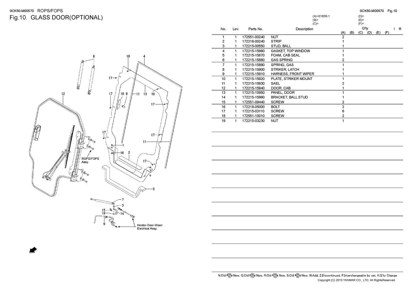 YANMAR S165R-1 Skid Steer Loader Parts Catalog Manual 2016 - WIRE BOUND - COVERS