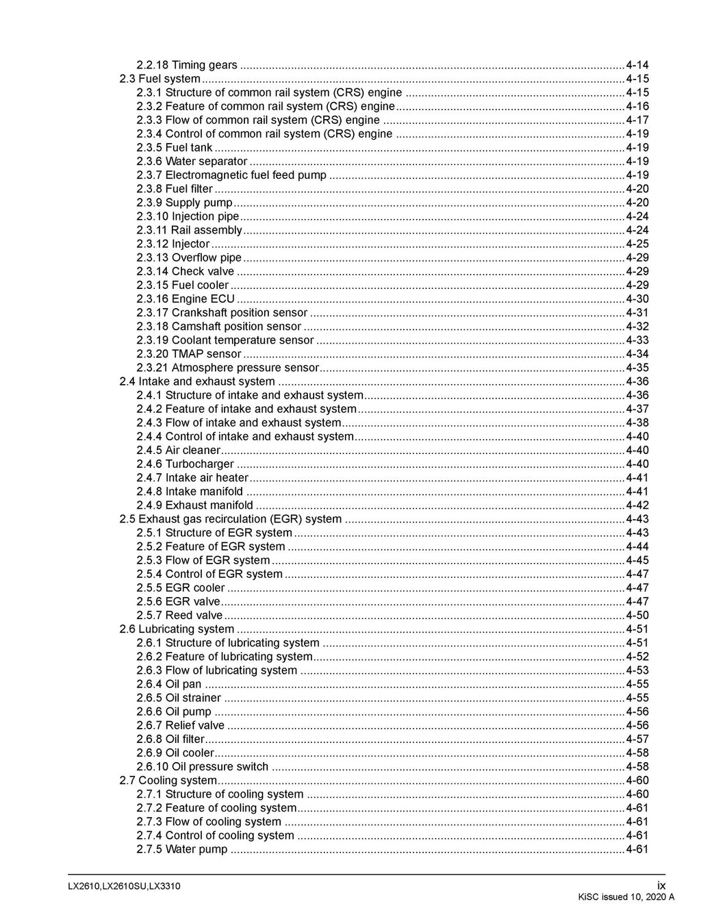 KUBOTA LX2610 LX2610SU LX3310 WORKSHOP MANUAL - BOUND - COVERS - XL FOLDOUTS