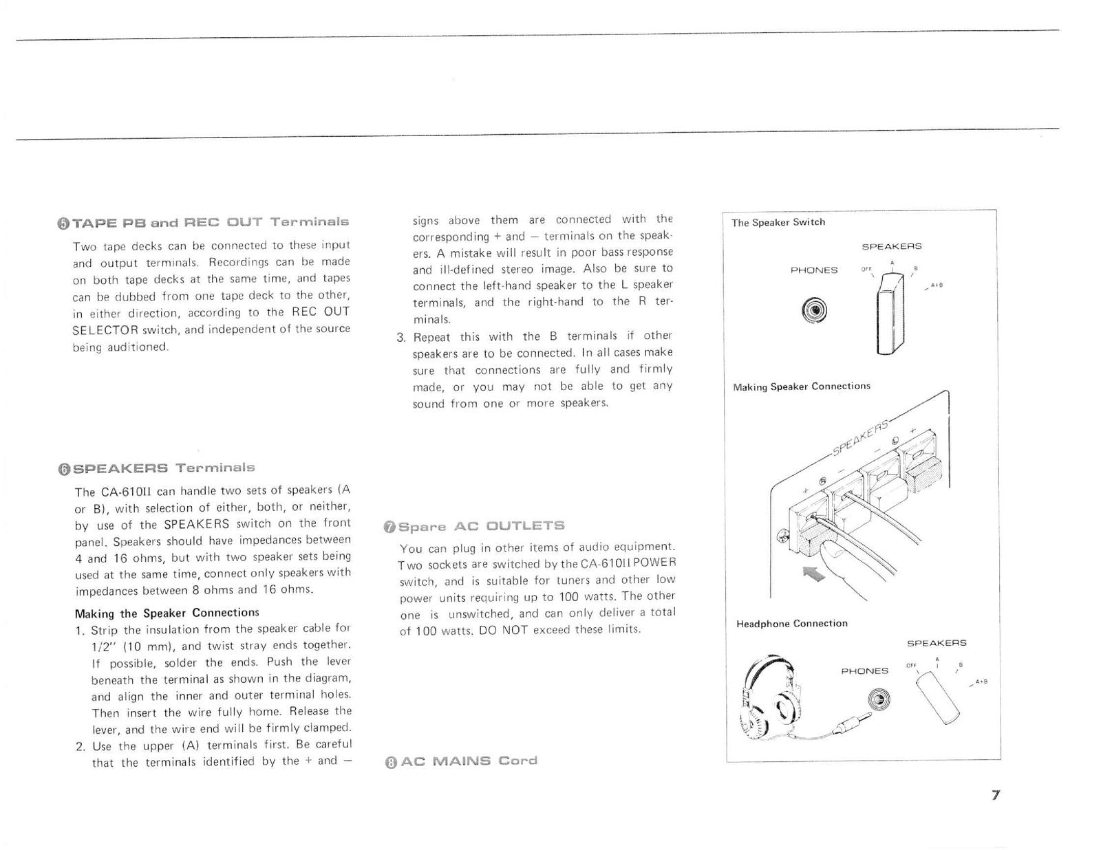 YAMAHA CA-610II Stereo Amplifier Owners Manual - STEEL WIRE BOUND - TOUGH COVERS