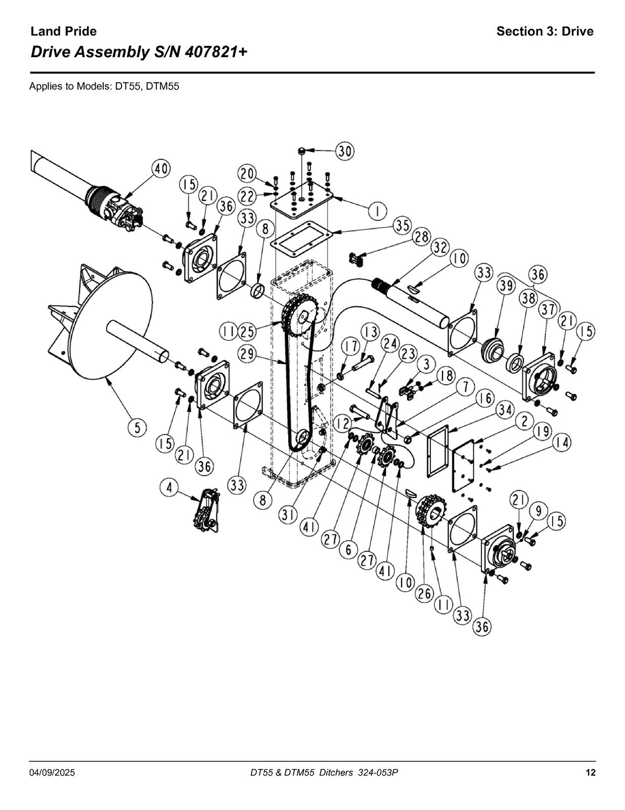 LAND PRIDE DT55 Series Ditchers Parts Manual 2025 - WIRE BOUND - TOUGH COVERS