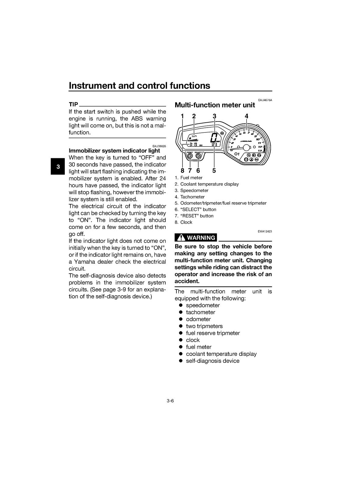 YAMAHA XJ6N XJ6NA XJ6 ABS Motorcycle Owners Manual 2016 - WIRE BOUND - COVERS