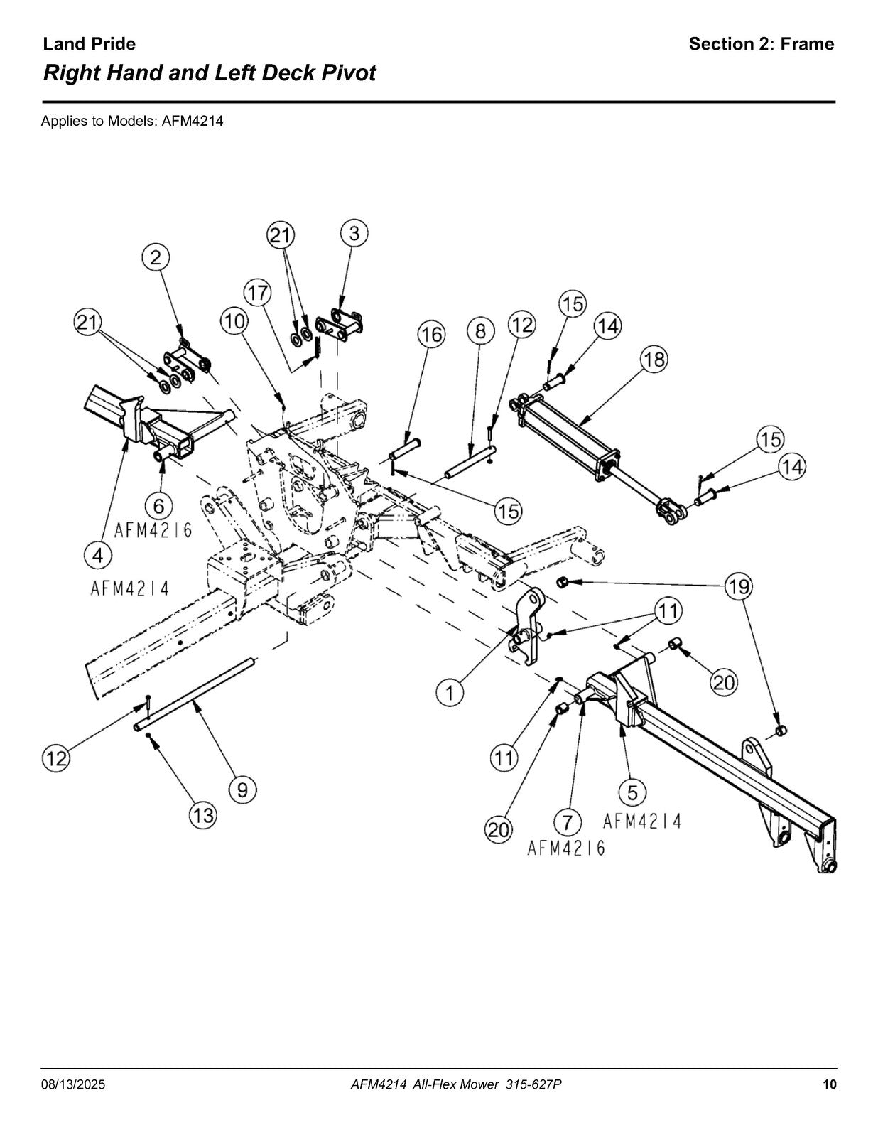 LAND PRIDE AFM4214 All-flex Mowers Parts Manual 2025 - WIRE BOUND - TOUGH COVERS