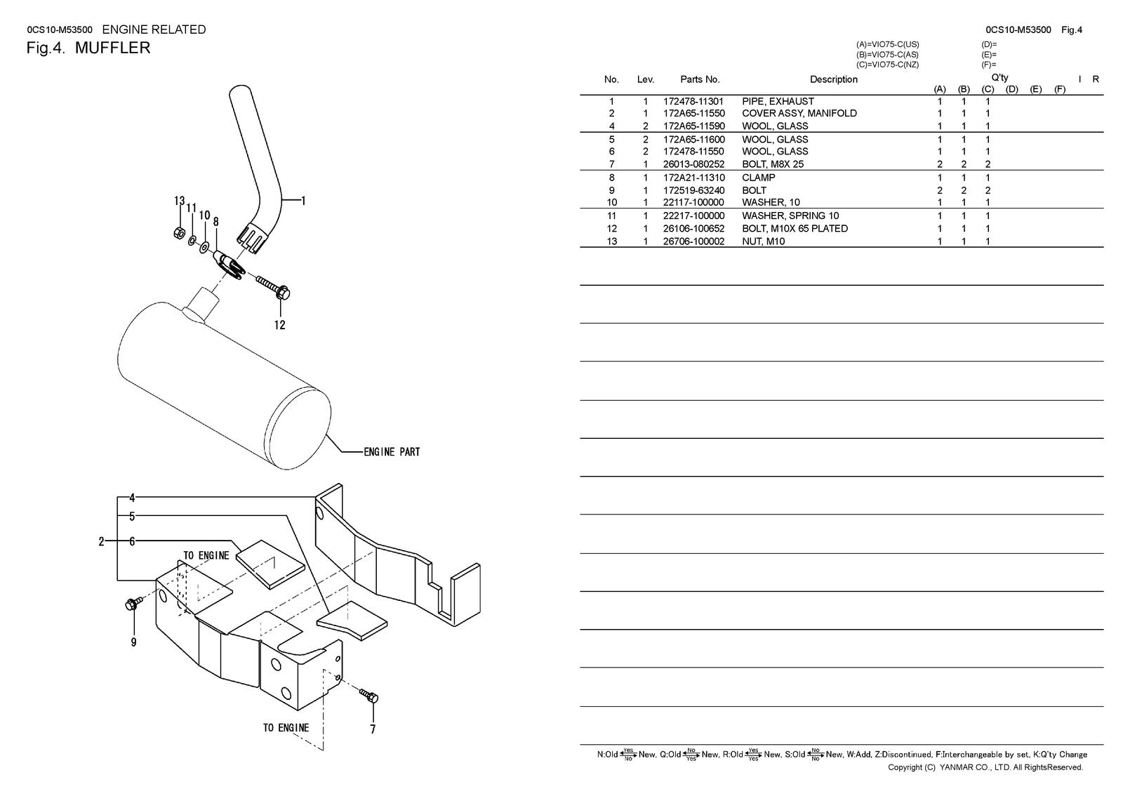 YANMAR ViO75-C Excavator Parts Catalog Manual 2017 - WIRE BOUND - TOUGH COVERS