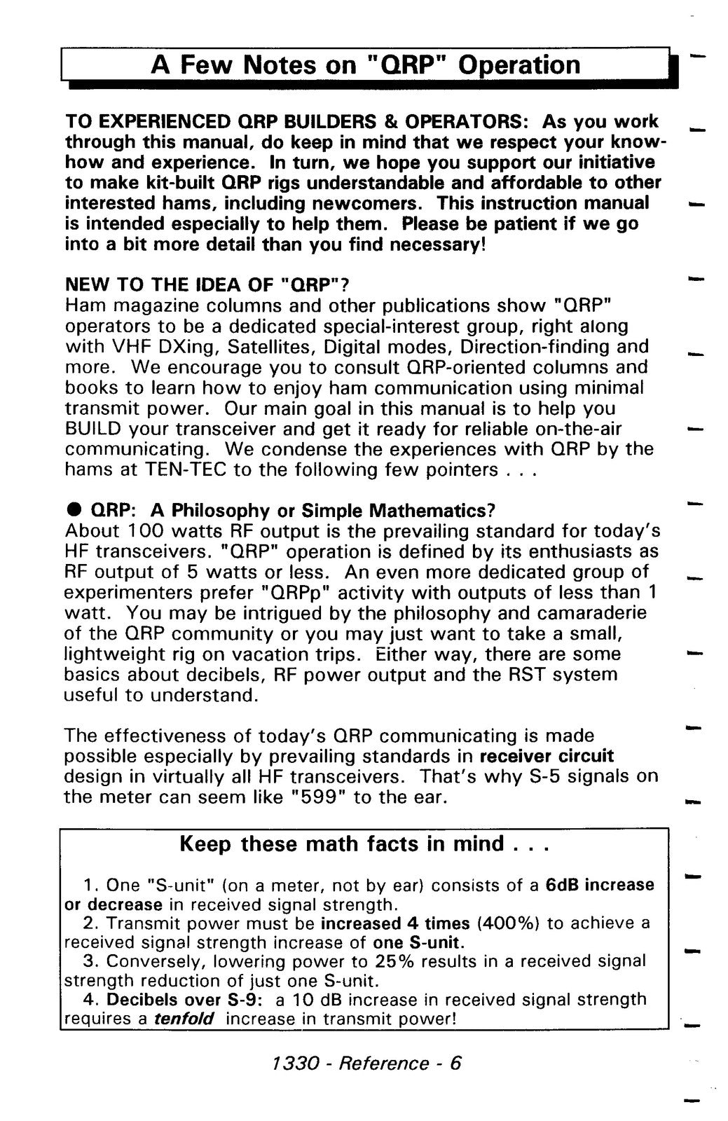 TEN TEC 1330 30 Meter CW Transceiver User Manual - BOUND - COVERS - XL FOLDOUTS