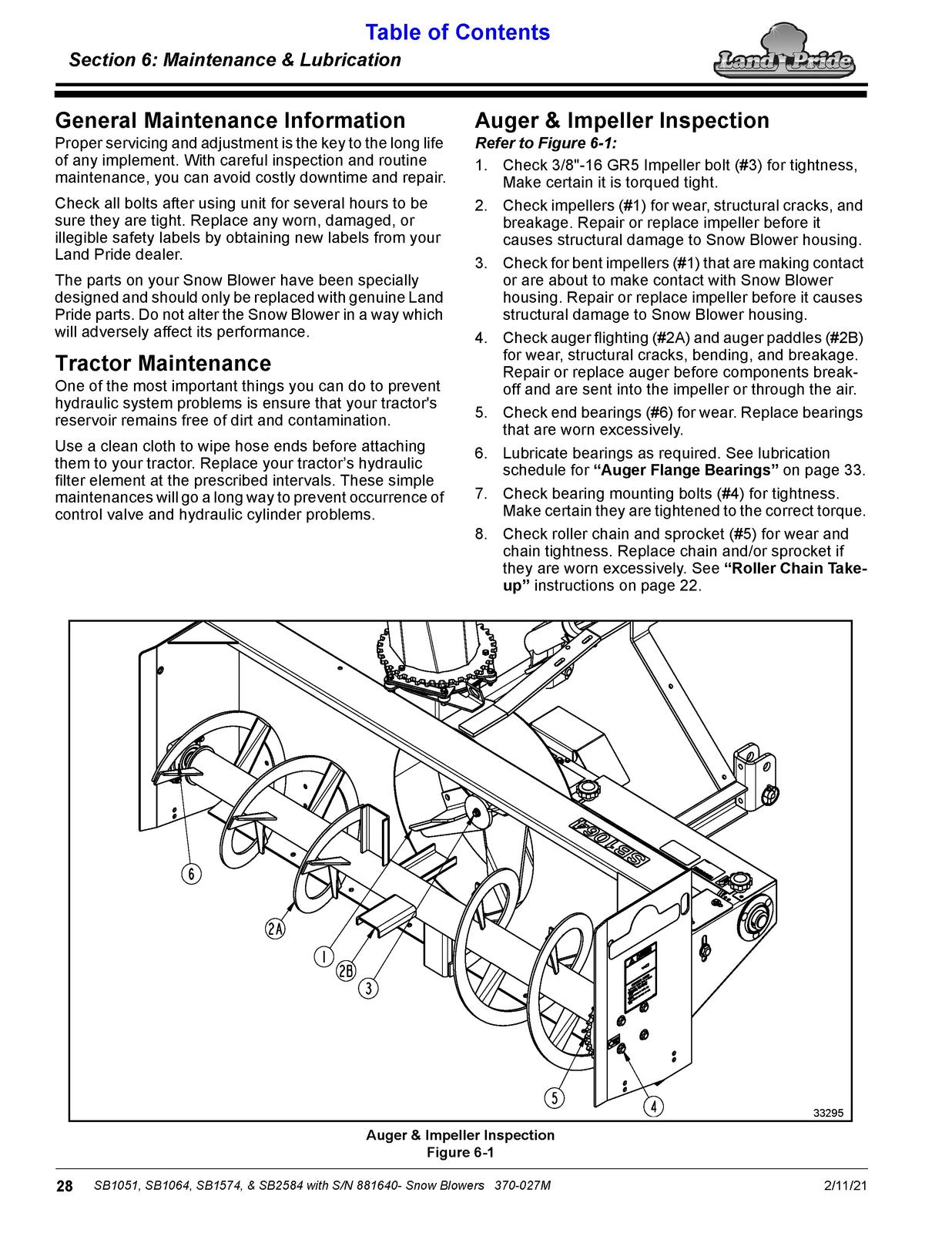 LAND PRIDE SB10 Series Snow Blowers Operators Manual 2014 - WIRE BOUND - COVERS