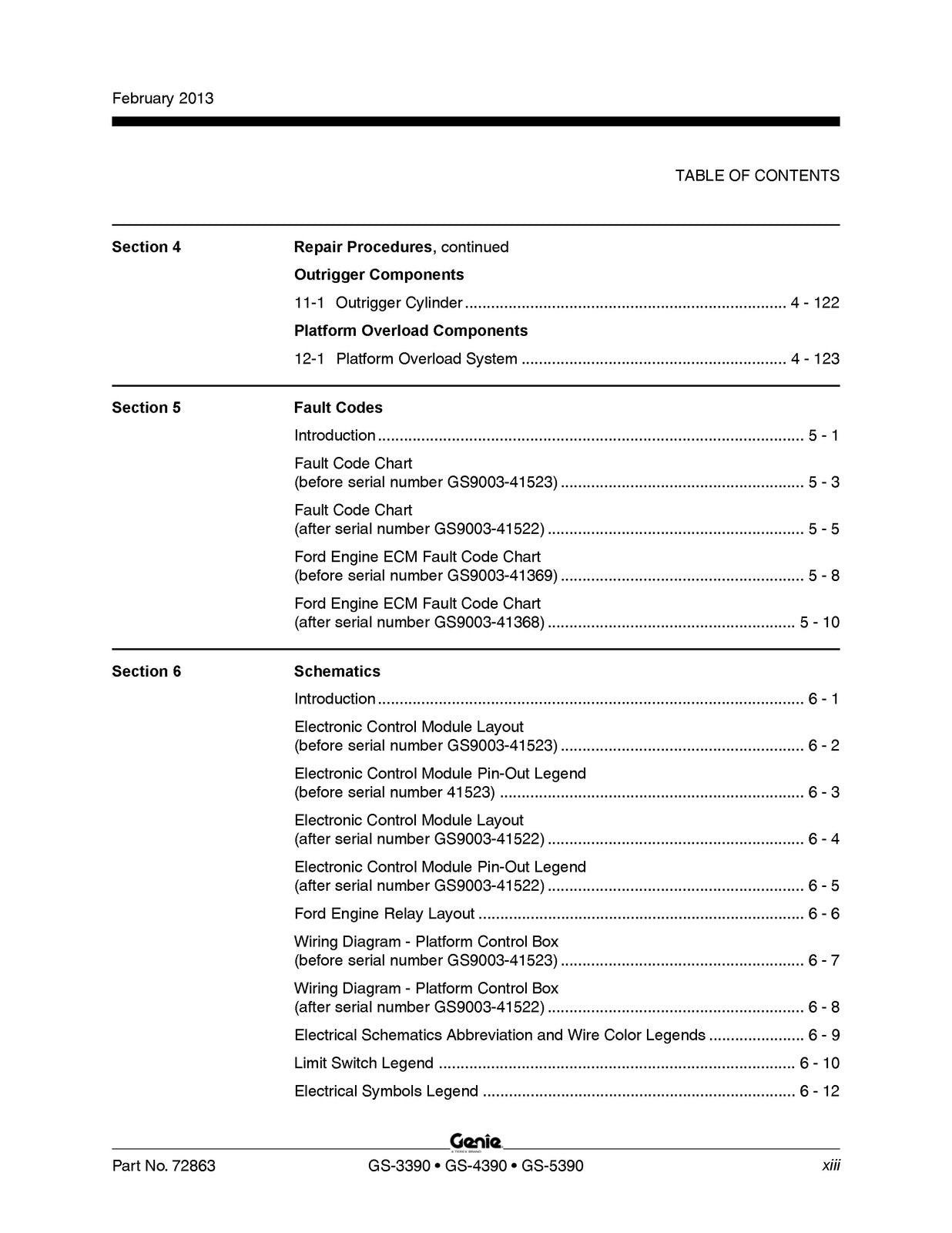 GENIE GS-3390 GS-4390 GS-5390 Service Manual SN 40001 To 42685 - WIRE BOUND