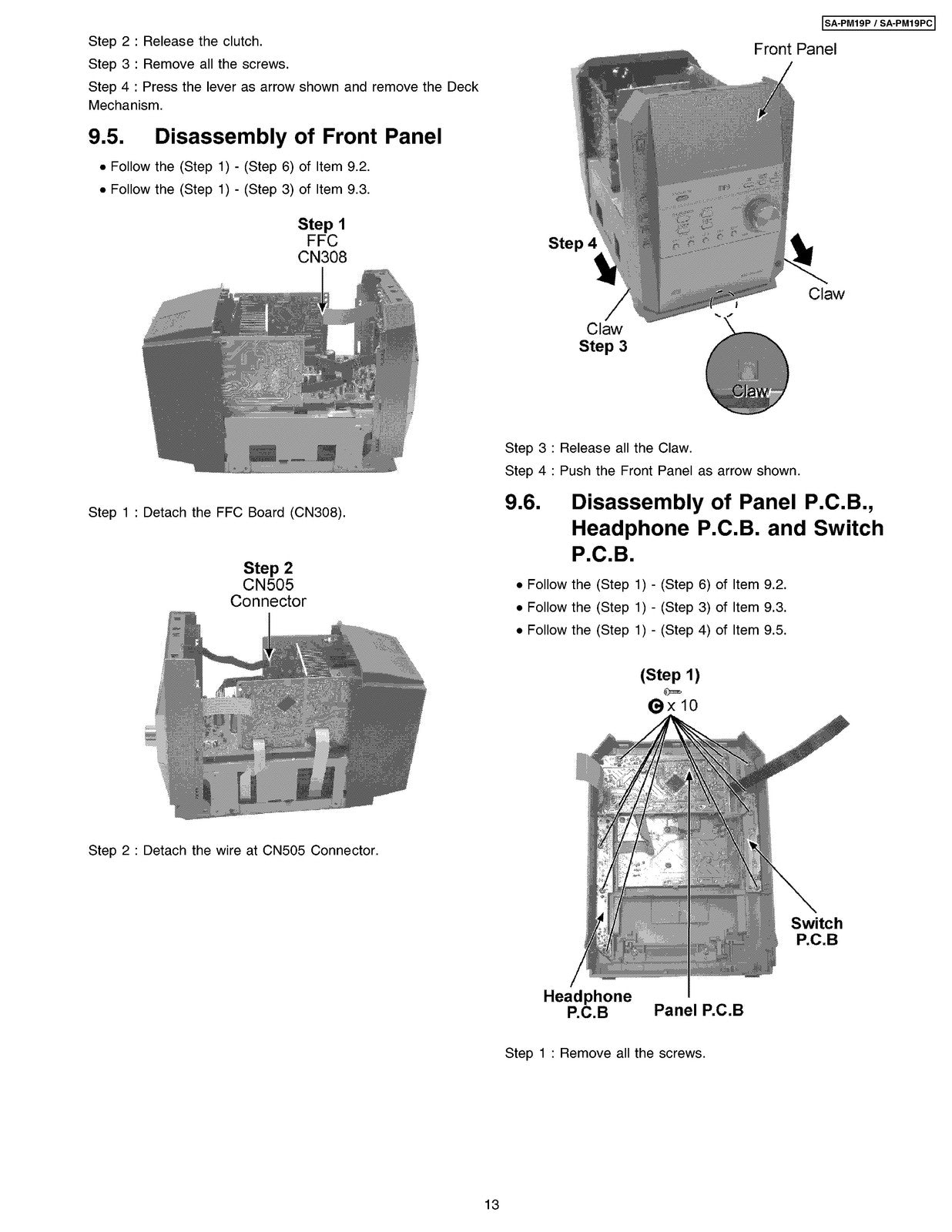 PANASONIC SA-PM19 SA-PM19PC CD Stereo System Service Manual 2004 - WIRE BOUND