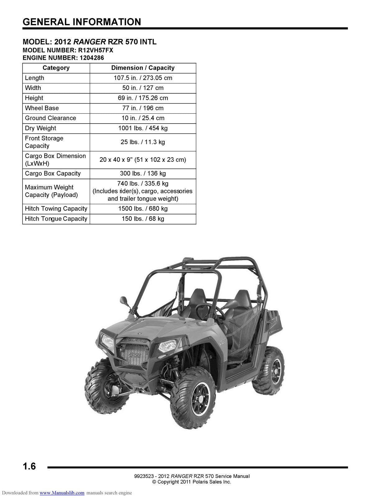 POLARIS Ranger RZR 570 Service Manual 2012 - STEEL WIRE BOUND - TOUGH COVERS