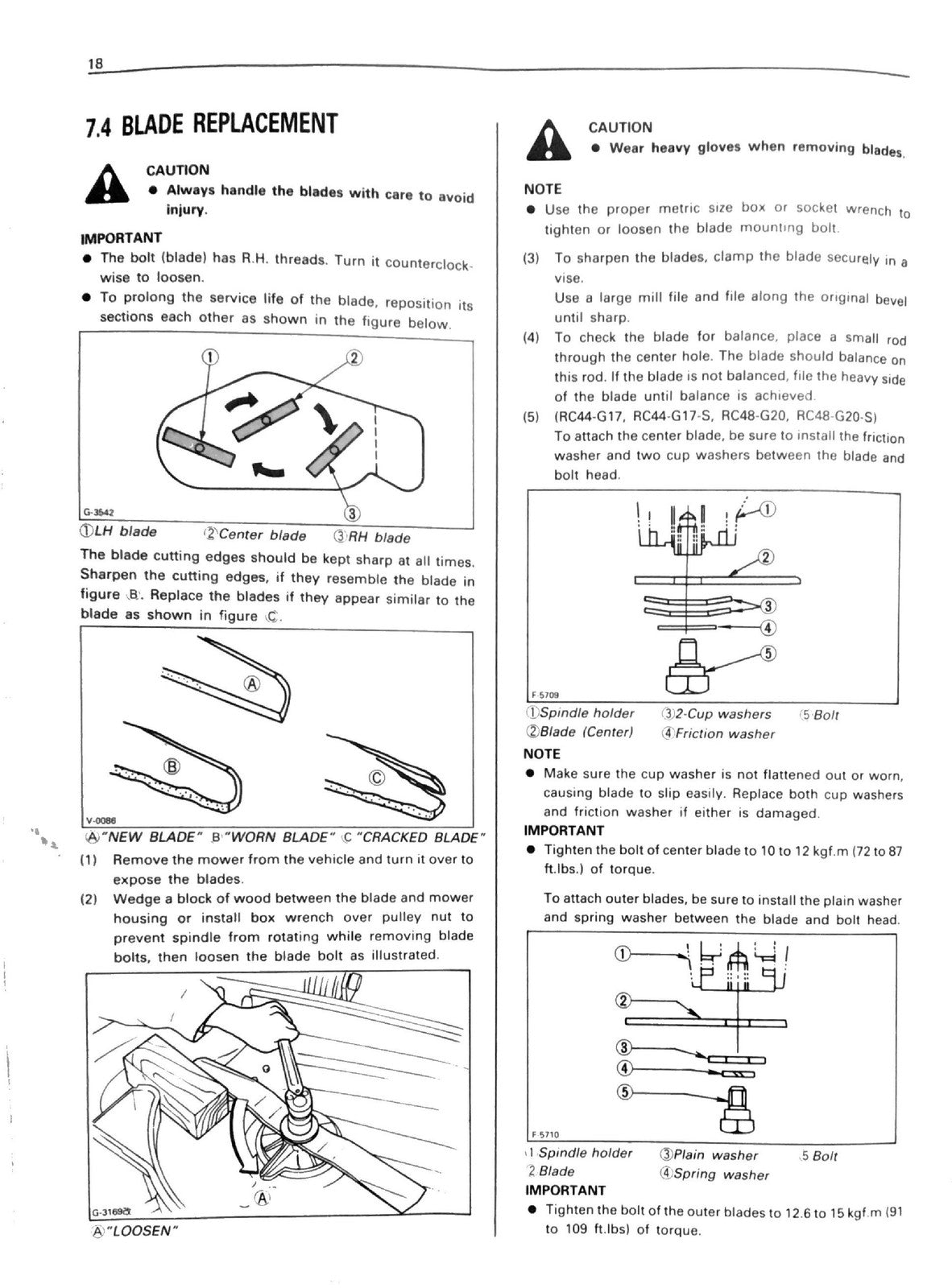 KUBOTA RC44 RC48 RC54 RC60 Mower Operators Manual - WIRE BOUND - TOUGH COVERS