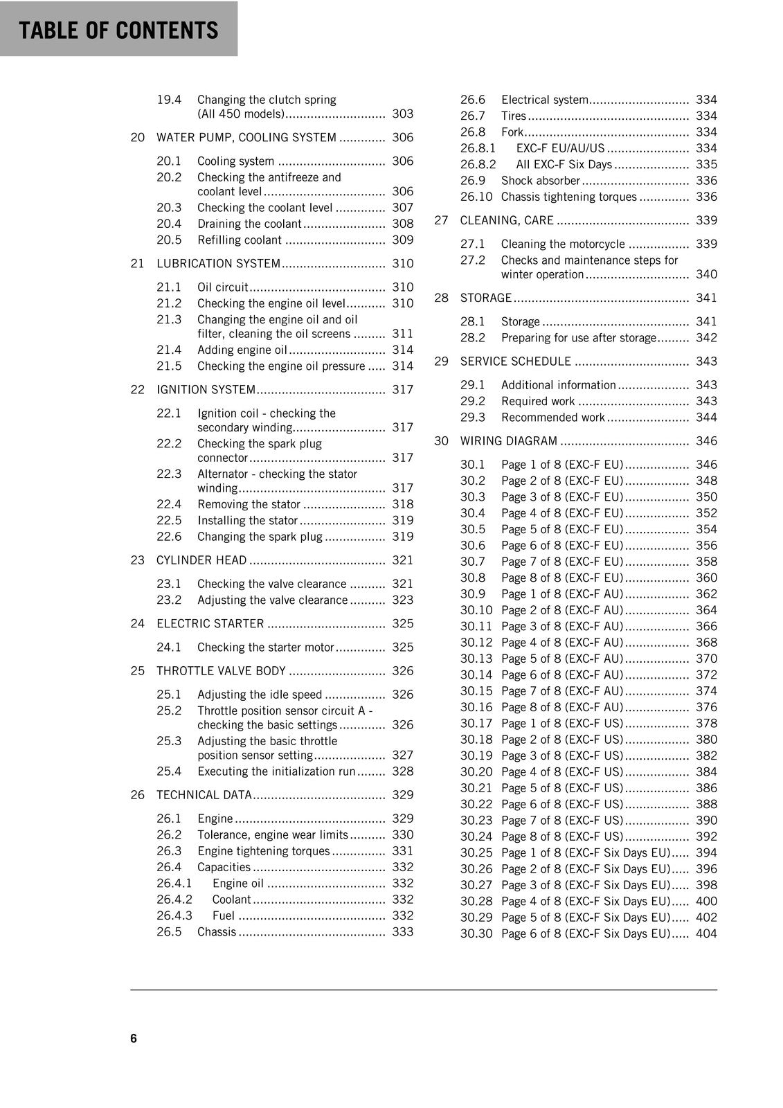 KTM 450 EXC XC-W Six Days Service Repair Manual 2018 - WIRE BOUND - TOUGH COVERS