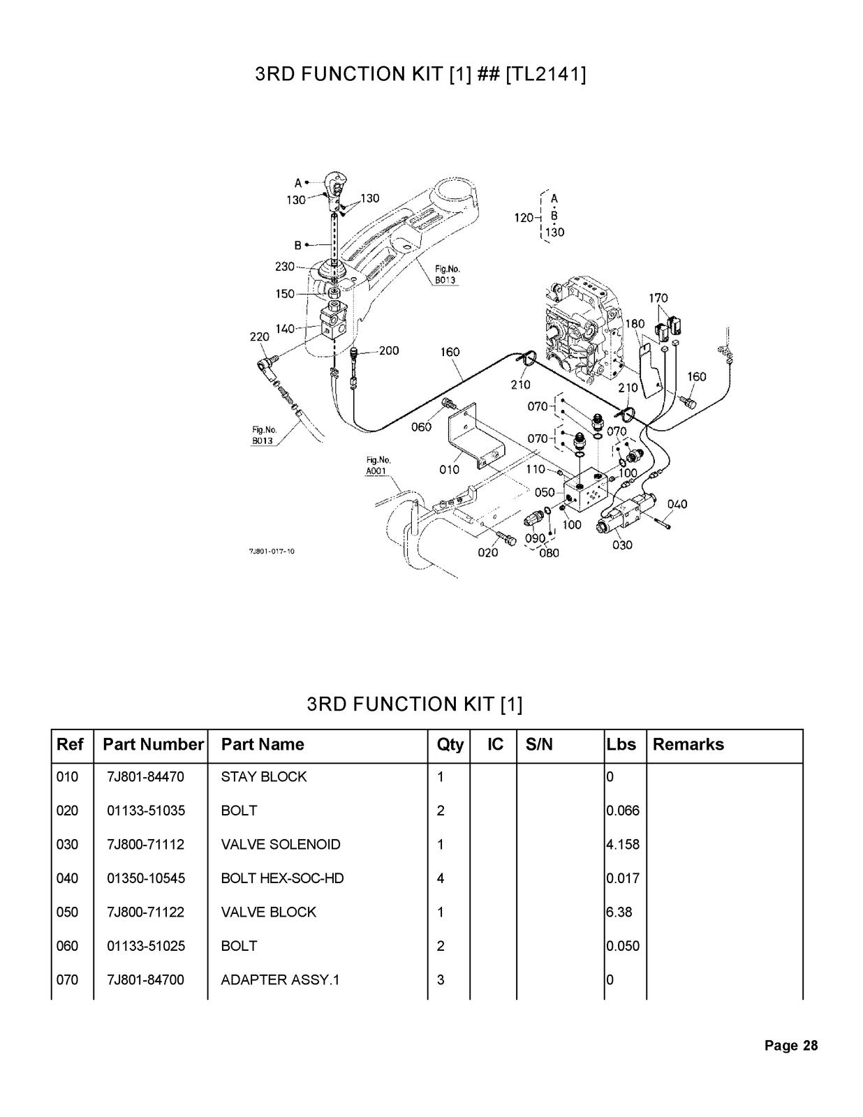 KUBOTA B26 TL500 Loader Illustrated Parts List Manual - WIRE BOUND - COVERS