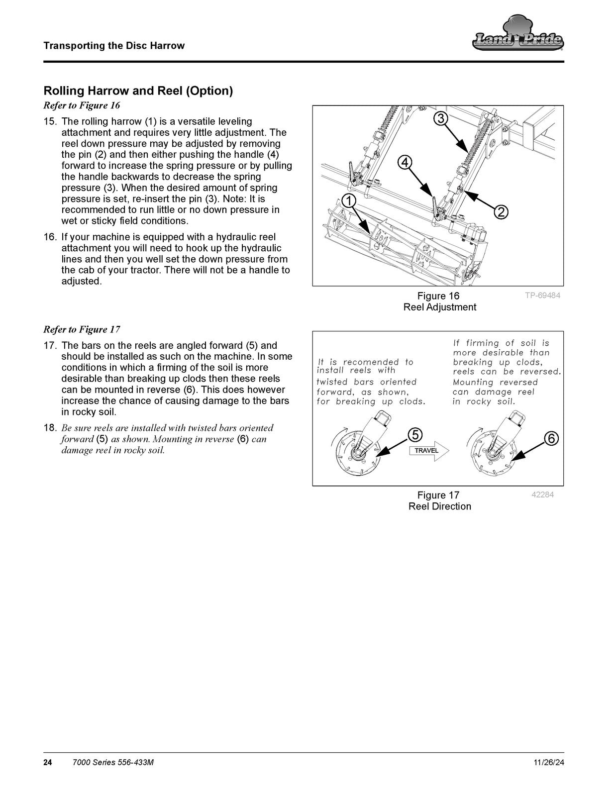LAND PRIDE DH7100 Series Disc Harrows Operators Manual - WIRE BOUND - COVERS