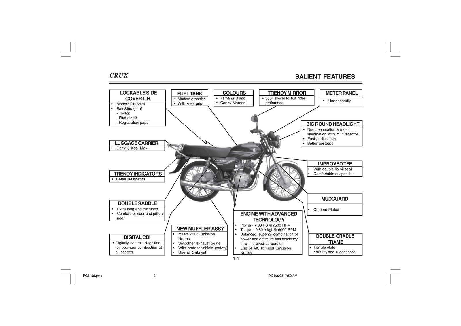 YAMAHA CRUX Owners Manual - STEEL WIRE BOUND - PROTECTIVE COVERS
