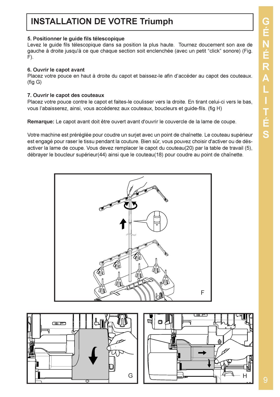 BABY LOCK Triumph BLETS8 Serger Service Manual IN FRENCH - WIRE BOUND - COVERS