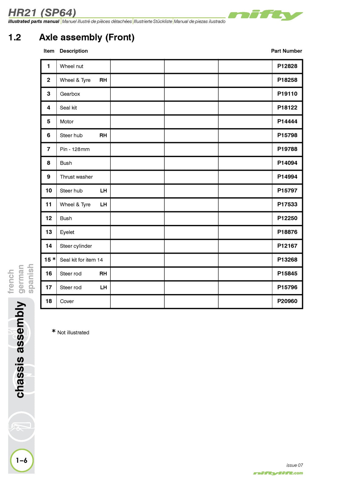 NIFTYLIFT HR21 SP64 4x4 Illustrated Parts Manual 2013 - WIRE BOUND - COVERS