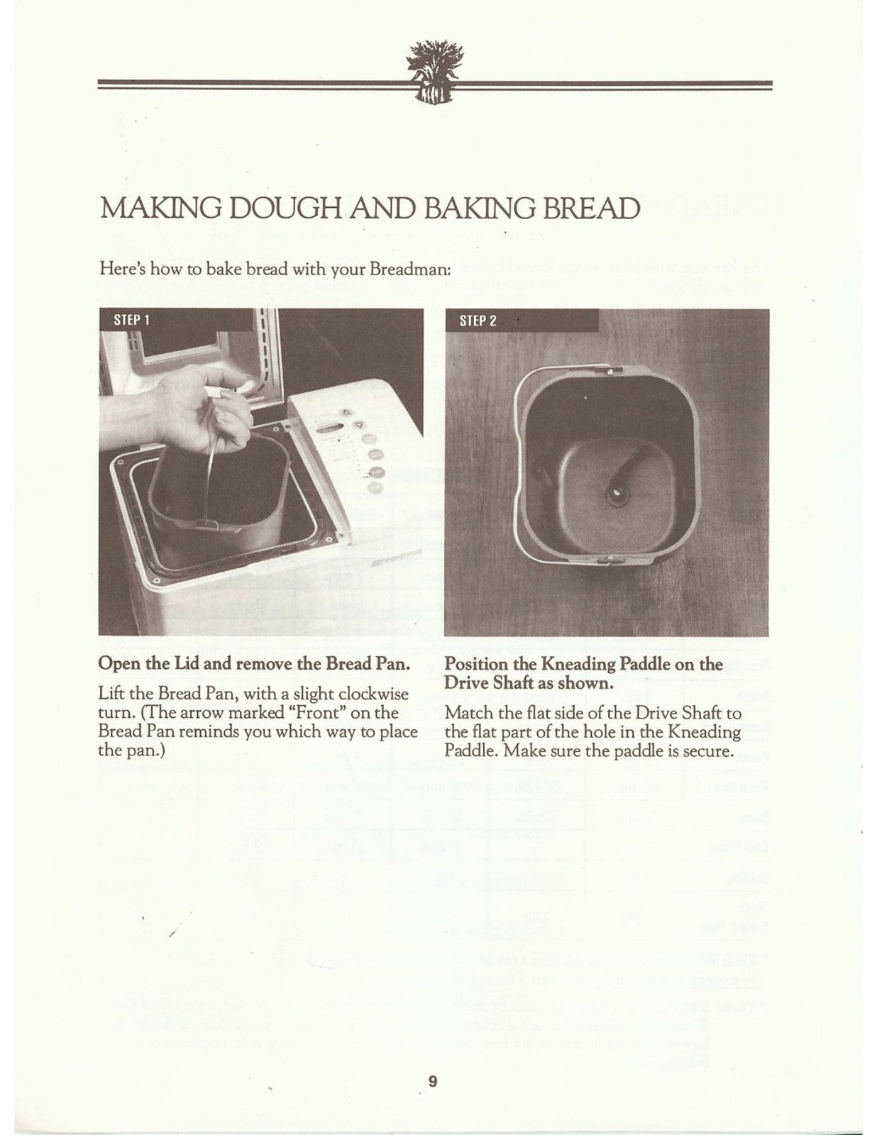 BREADMAN TR-400 Automatic Bread Baker Instruction Manual - WIRE BOUND - COVERS