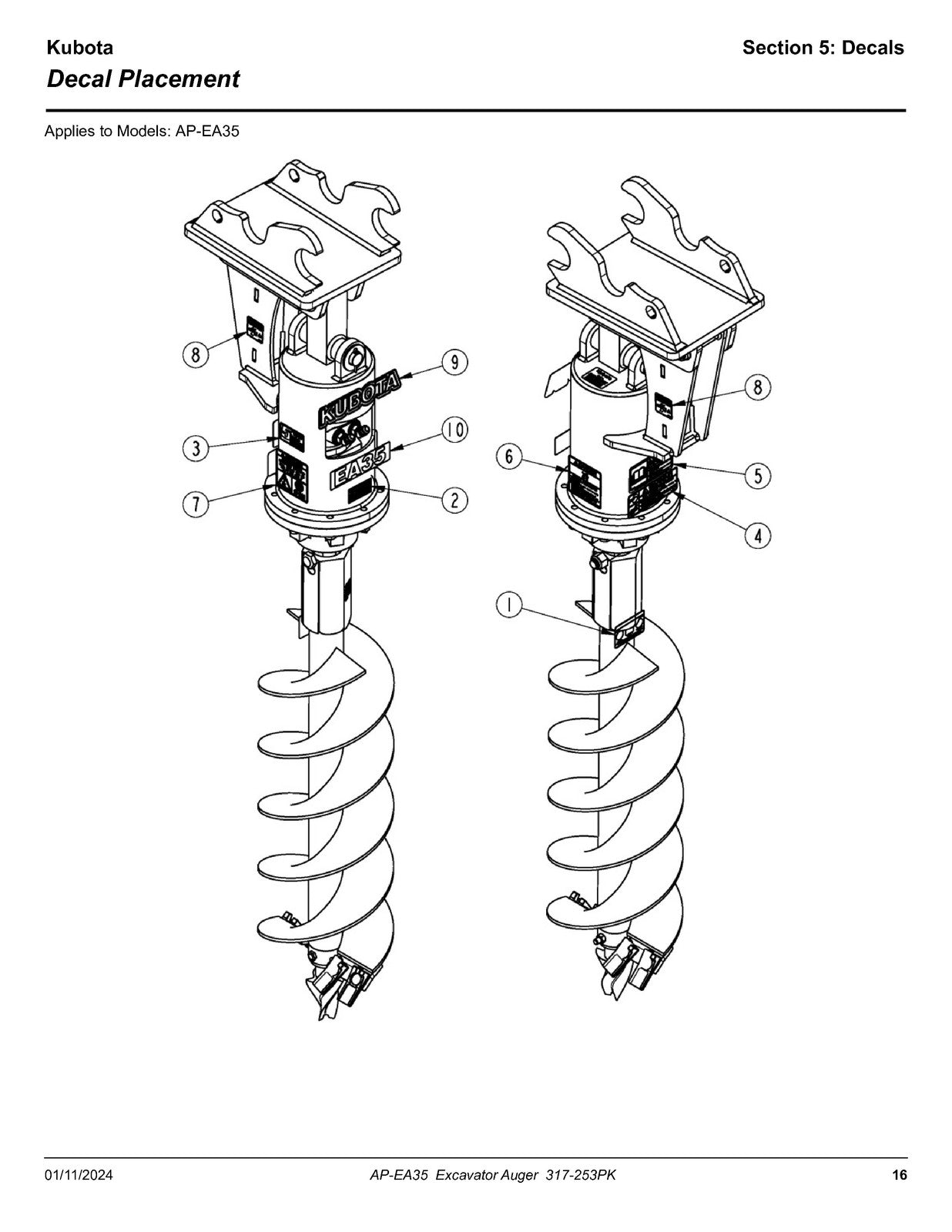 LAND PRIDE EA35 Excavator Augers Parts Manual 2023 - WIRE BOUND - TOUGH COVERS