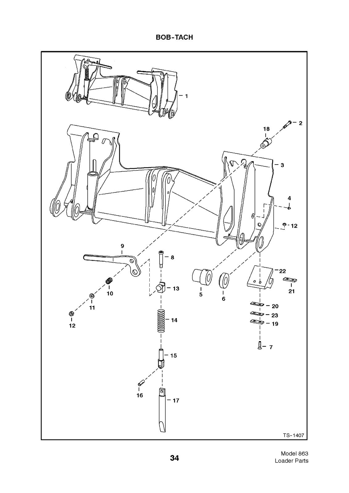 BOBCAT 863 Skid Steer Loader Parts Manual SN 514411001 Up - WIRE BOUND - COVERS