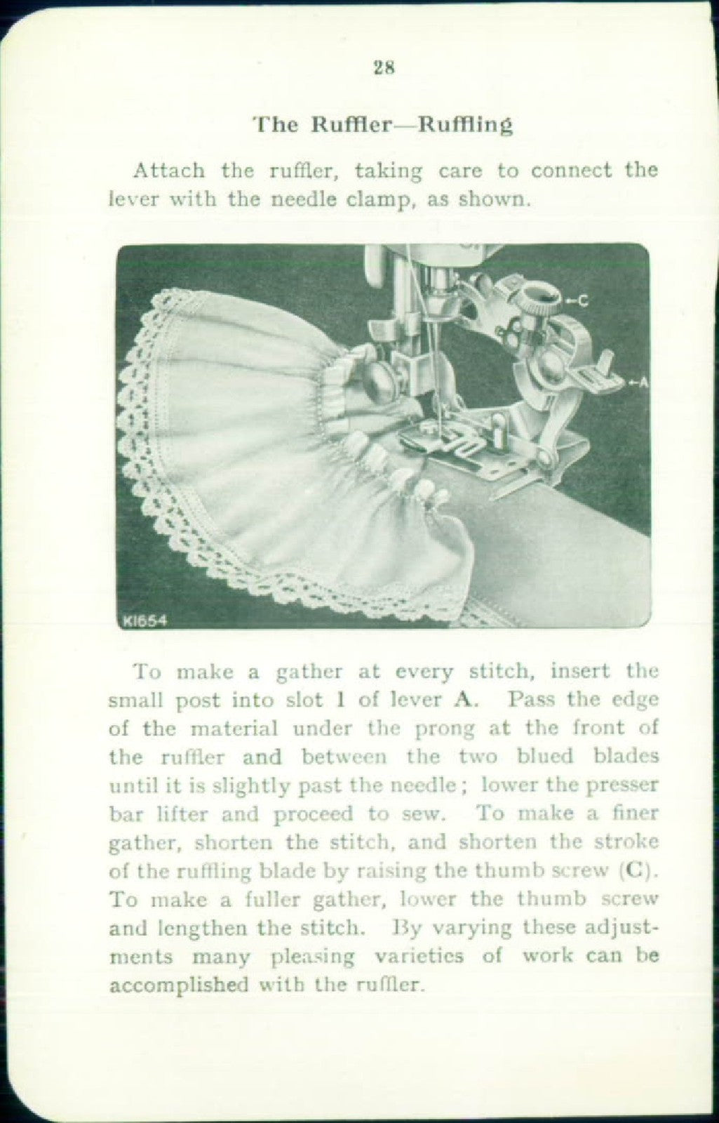 SINGER 28 Vibrating Shuttle Sewing Machine Instructions Manual - WIRE BOUND