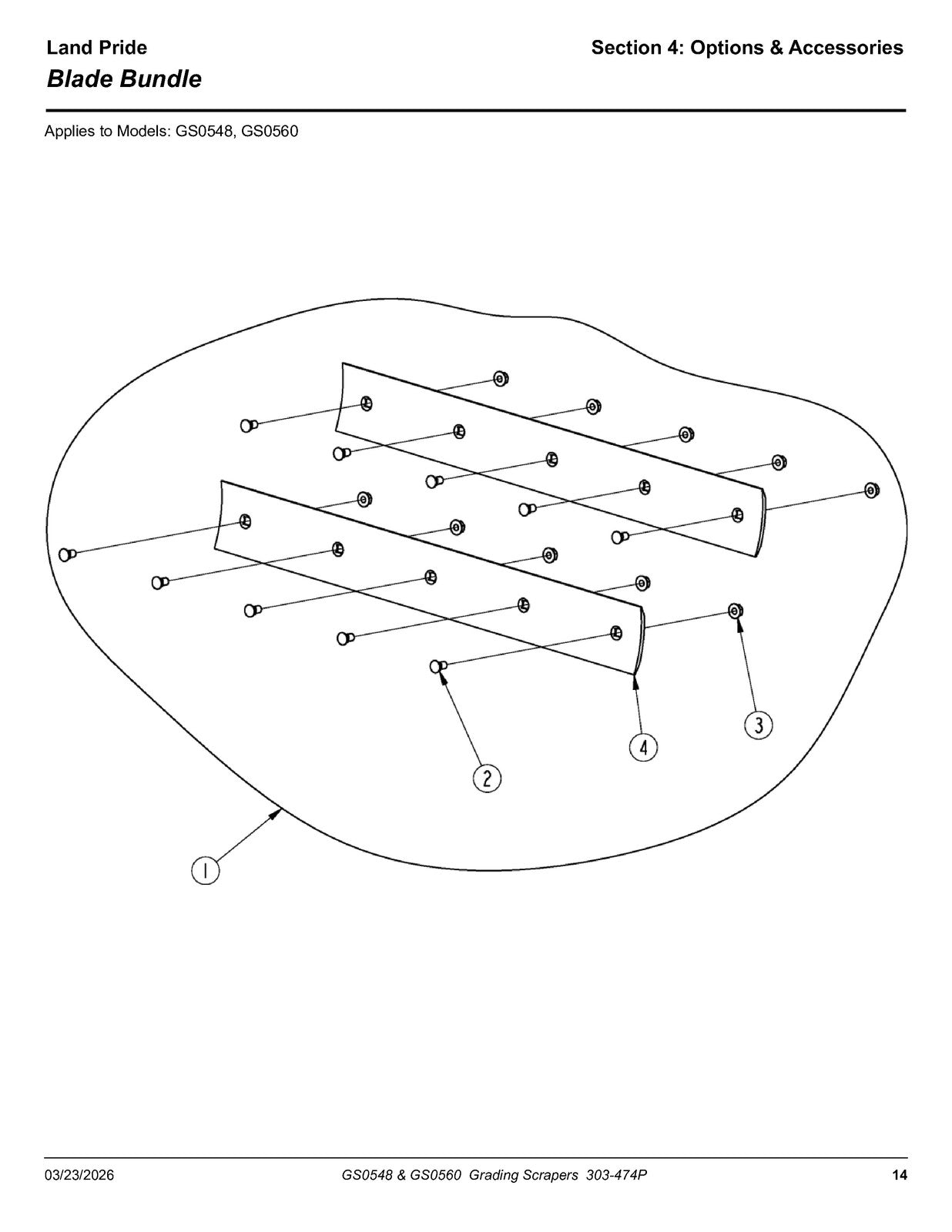 LAND PRIDE GS05 Series Grading Scrapers Parts Manual 2026 - WIRE BOUND - COVERS