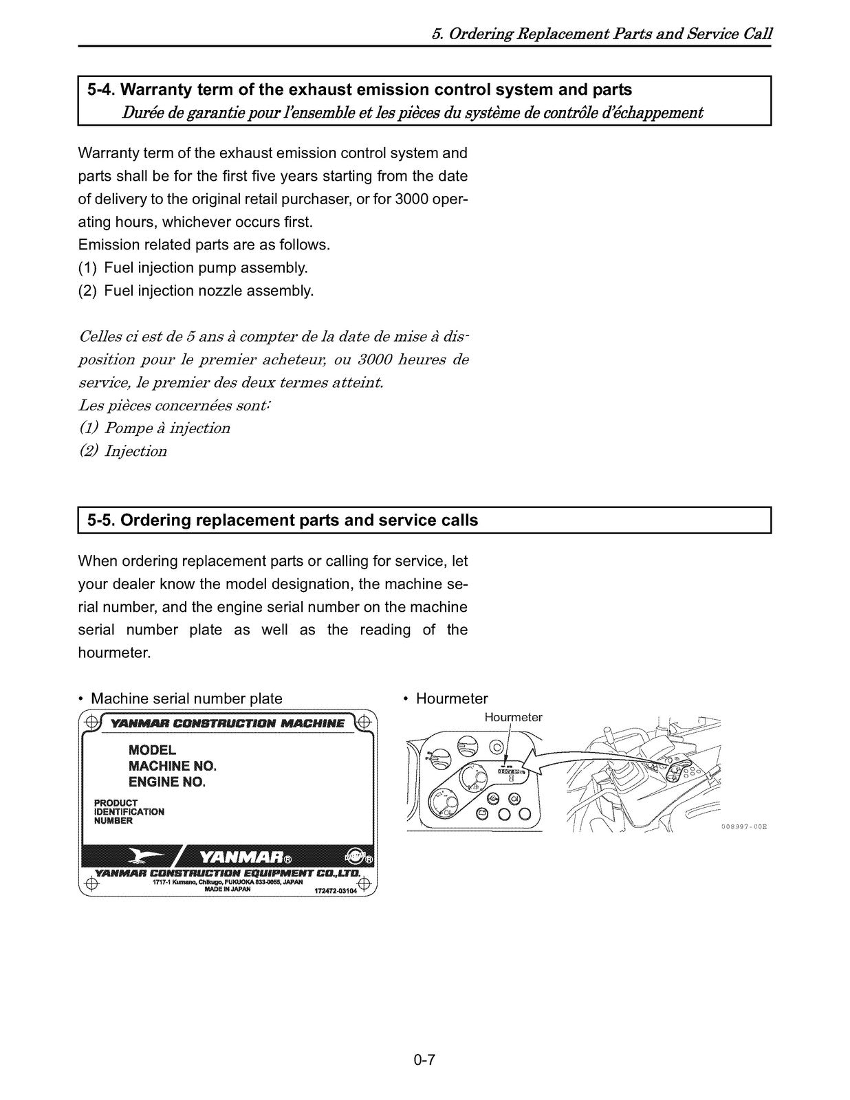 YANMAR ViO45-5 ViO55-5 Excavator Operation and Maintenance Manual - WIRE BOUND