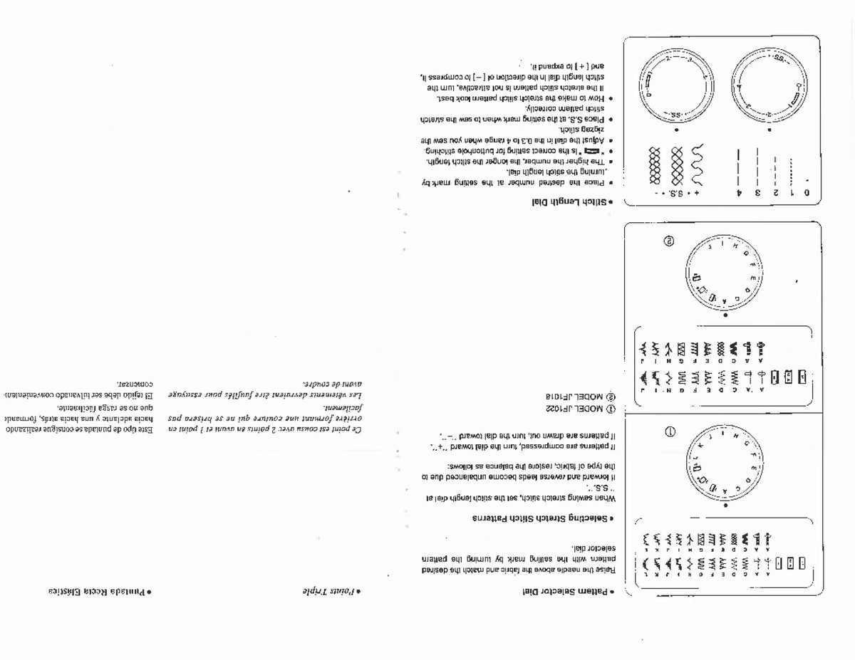 ALFA JF 1018 JF 1022 Sewing Machine Instruction Book Manual - WIRE BOUND