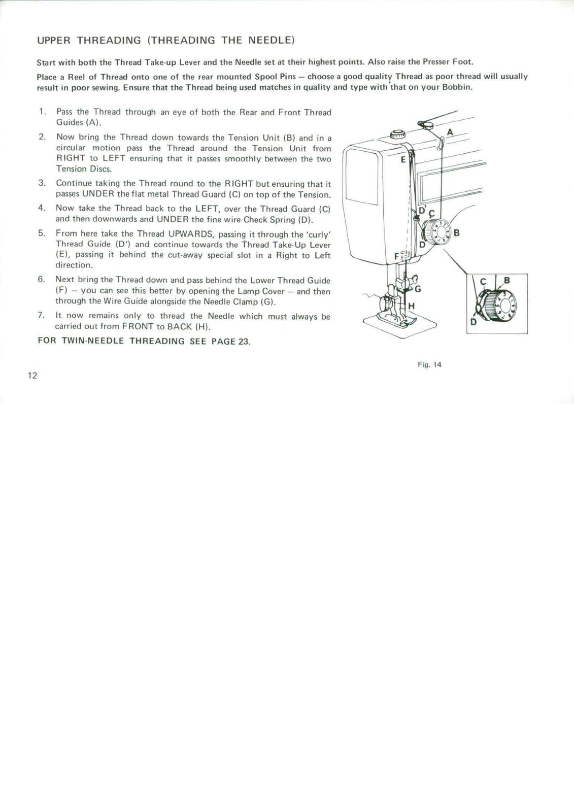 ALFA 1050 Automatic Free-Arm Sewing Machine Instruction Manual - WIRE BOUND