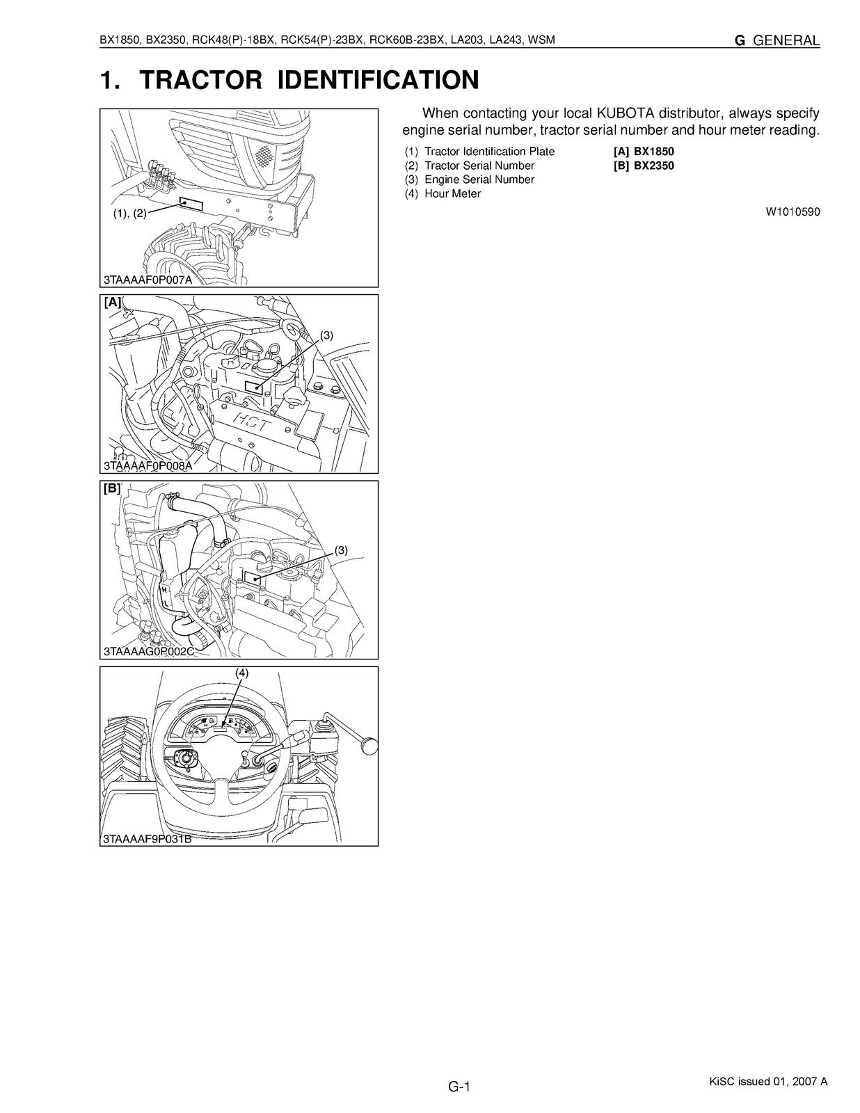 KUBOTA TRACTOR BX1850 BX2350 WORKSHOP MANUAL - BOUND - COVERS - XL FOLDOUT PAGES