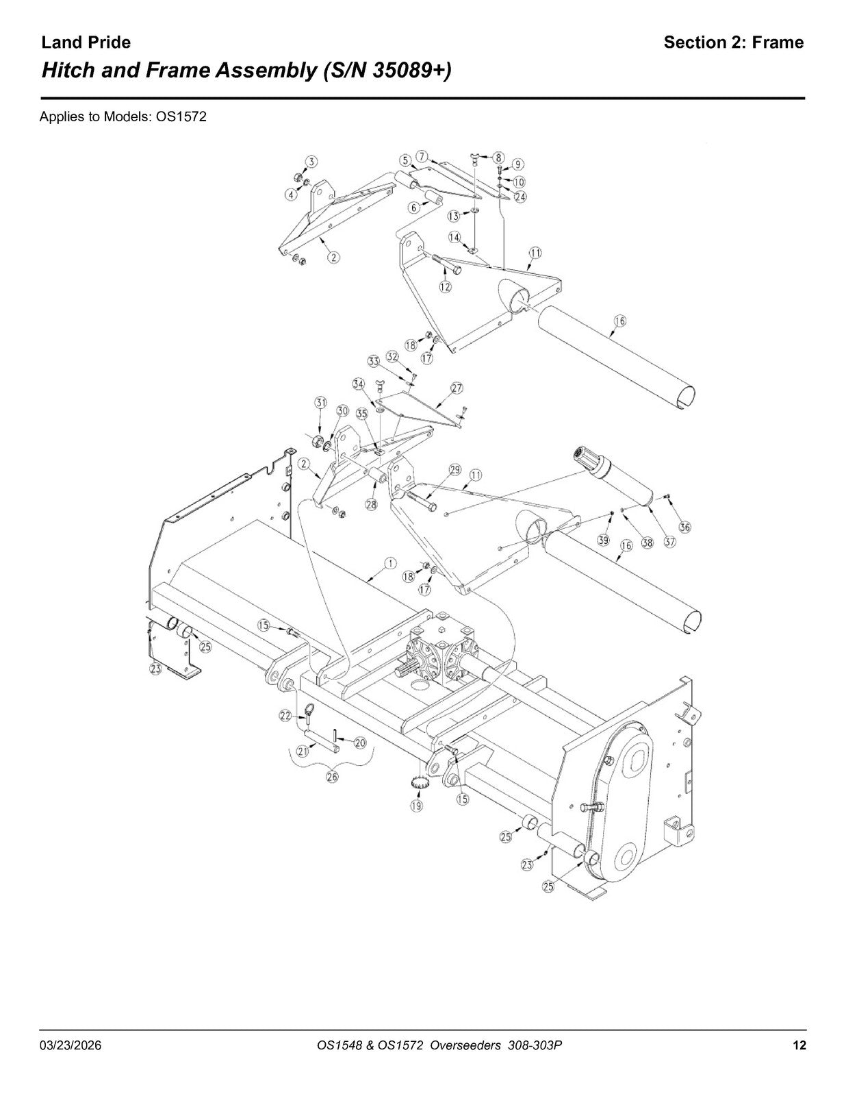 LAND PRIDE OS15 Series Overseeders Parts Manual 2026 - WIRE BOUND - TOUGH COVERS