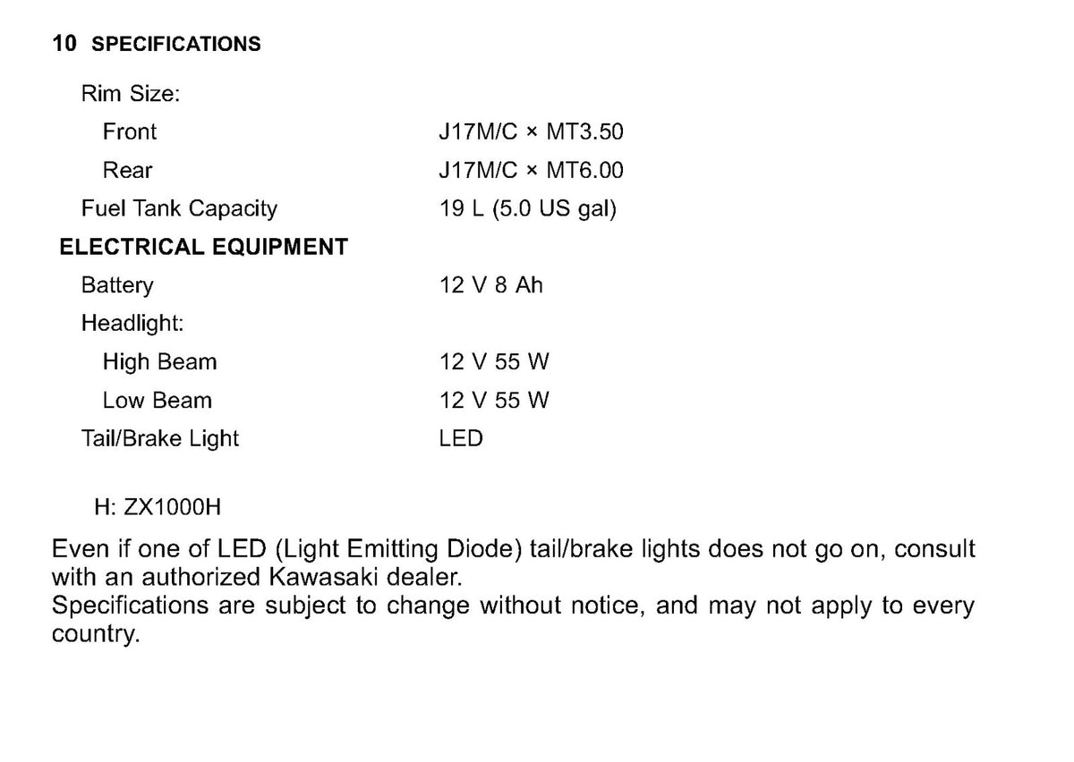 KAWASAKI Ninja 1000 ABS Motorcycle Owners Manual 2012 - WIRE BOUND - COVERS