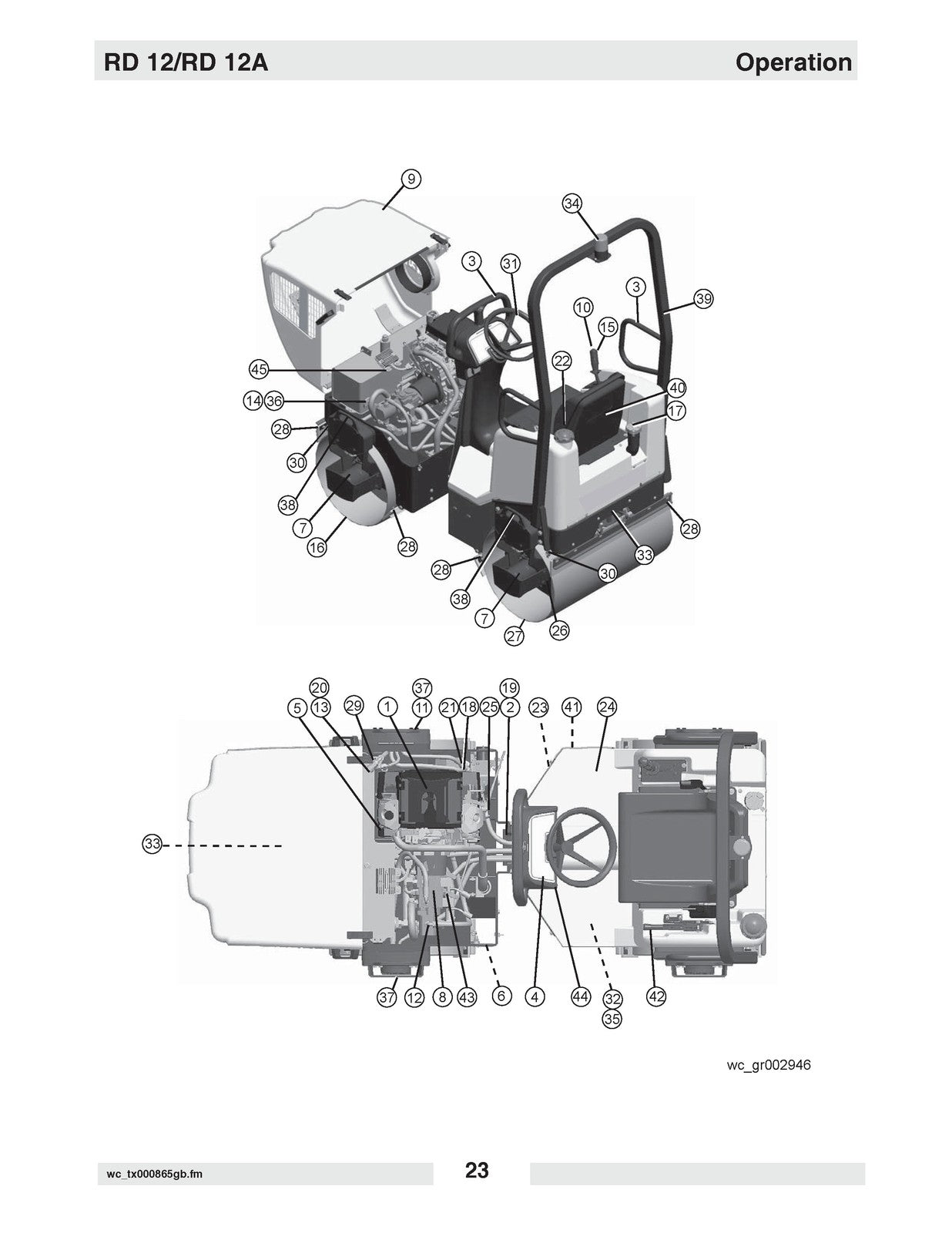 WACKER NEUSON RD 12 Roller Repair Manual - STEEL WIRE BOUND - PROTECTIVE COVERS