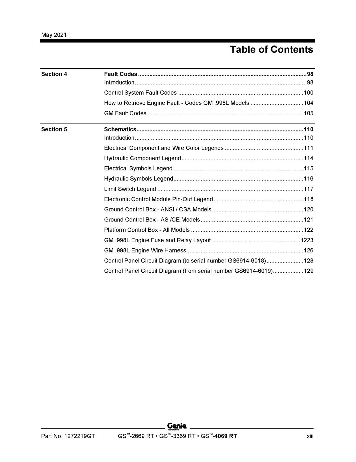 GENIE GS-2669 RT GS-3369 RT GS-4069 RT Service And Repair Manual 2021, FOLDOUTS