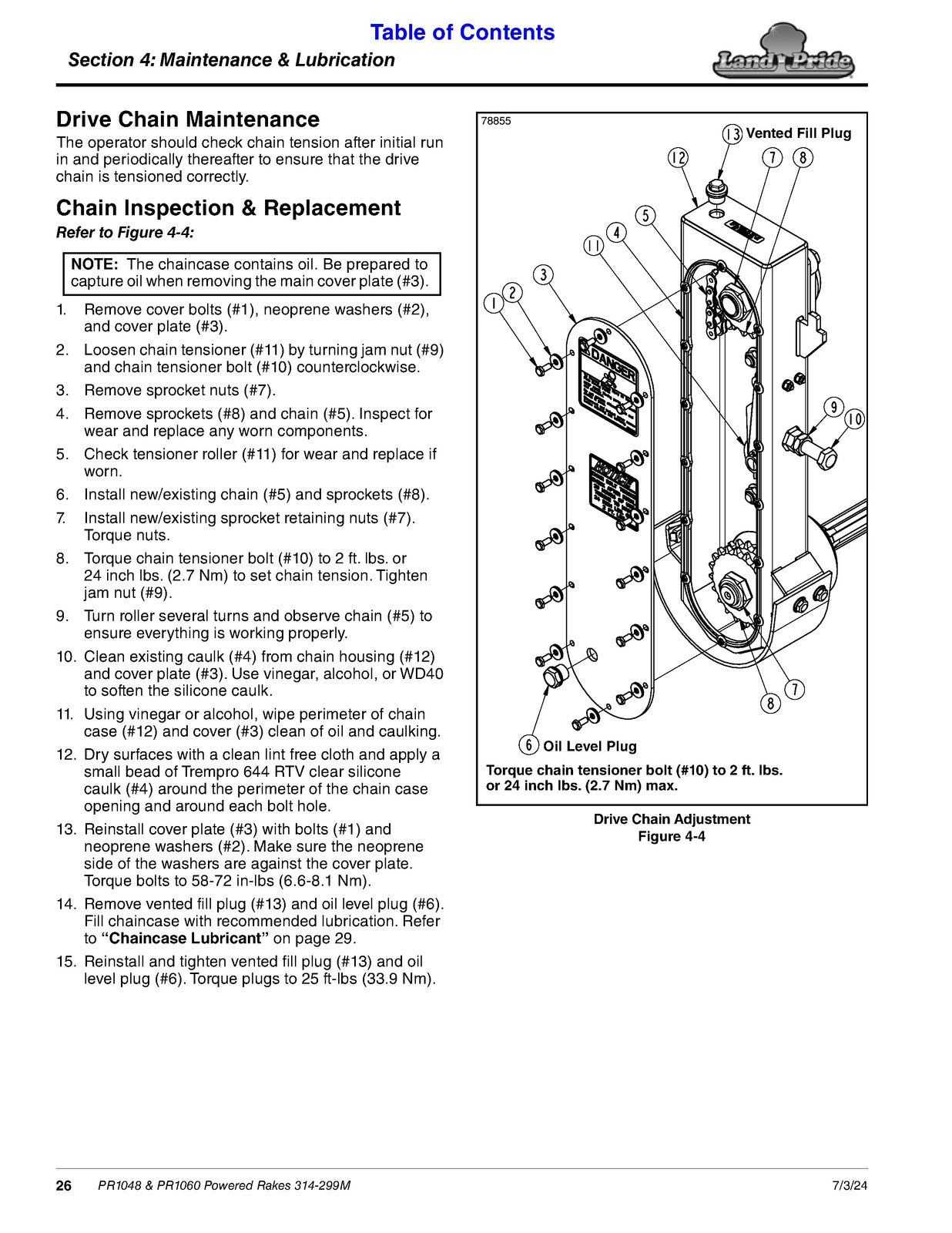 LAND PRIDE PR10 Series Powered Rake Operators Manual - WIRE BOUND - TOUGH COVERS