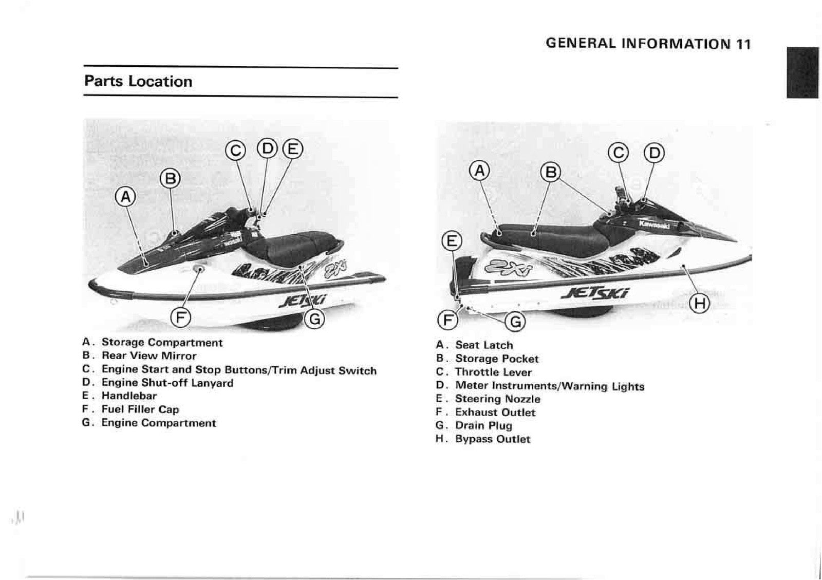 KAWASAKI JET SKI 750 ZXI Watercraft Owners Manual 1996 - WIRE BOUND - COVERS