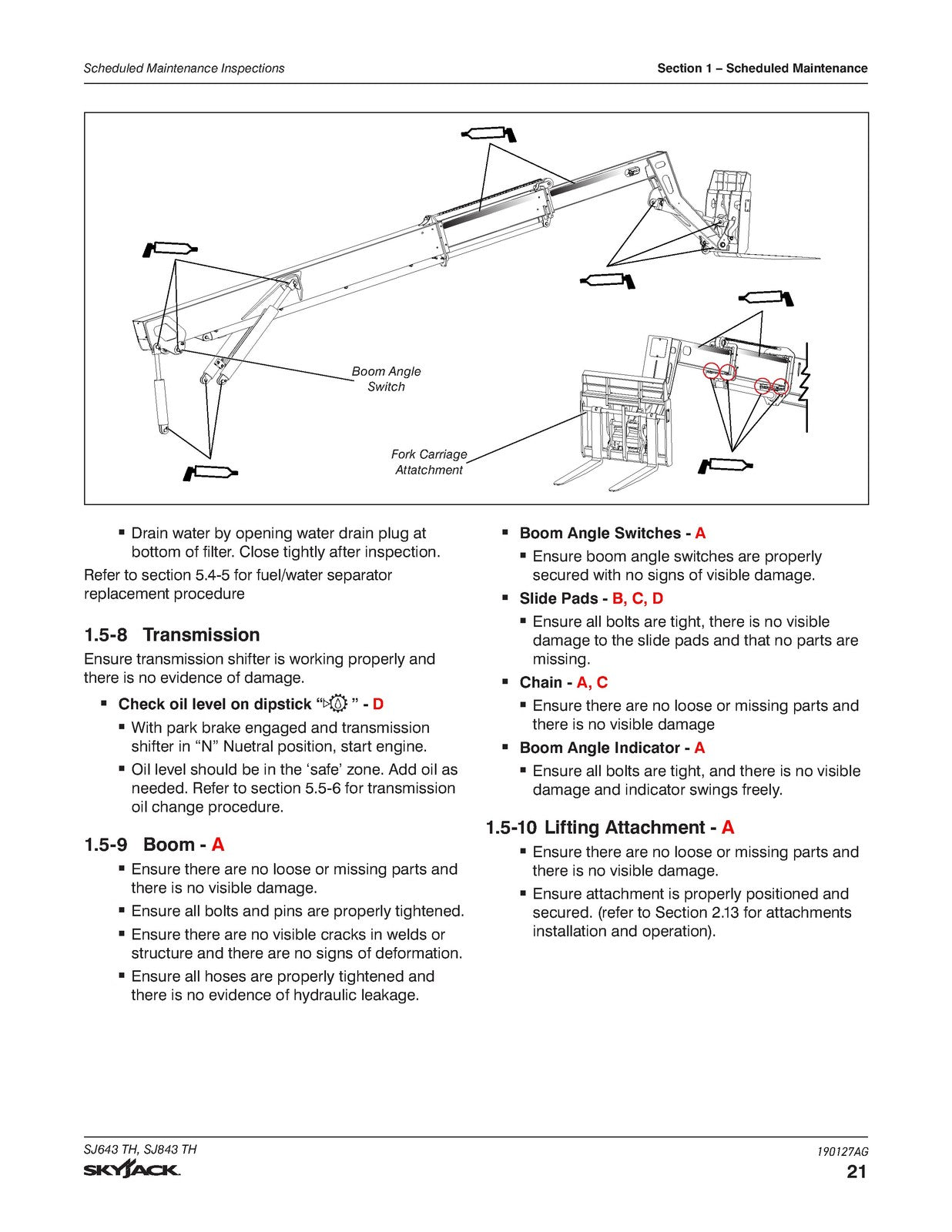 SKYJACK SJ643 TH SJ843 TH Telehandler Service Manual 2026 SN 87110001 Up