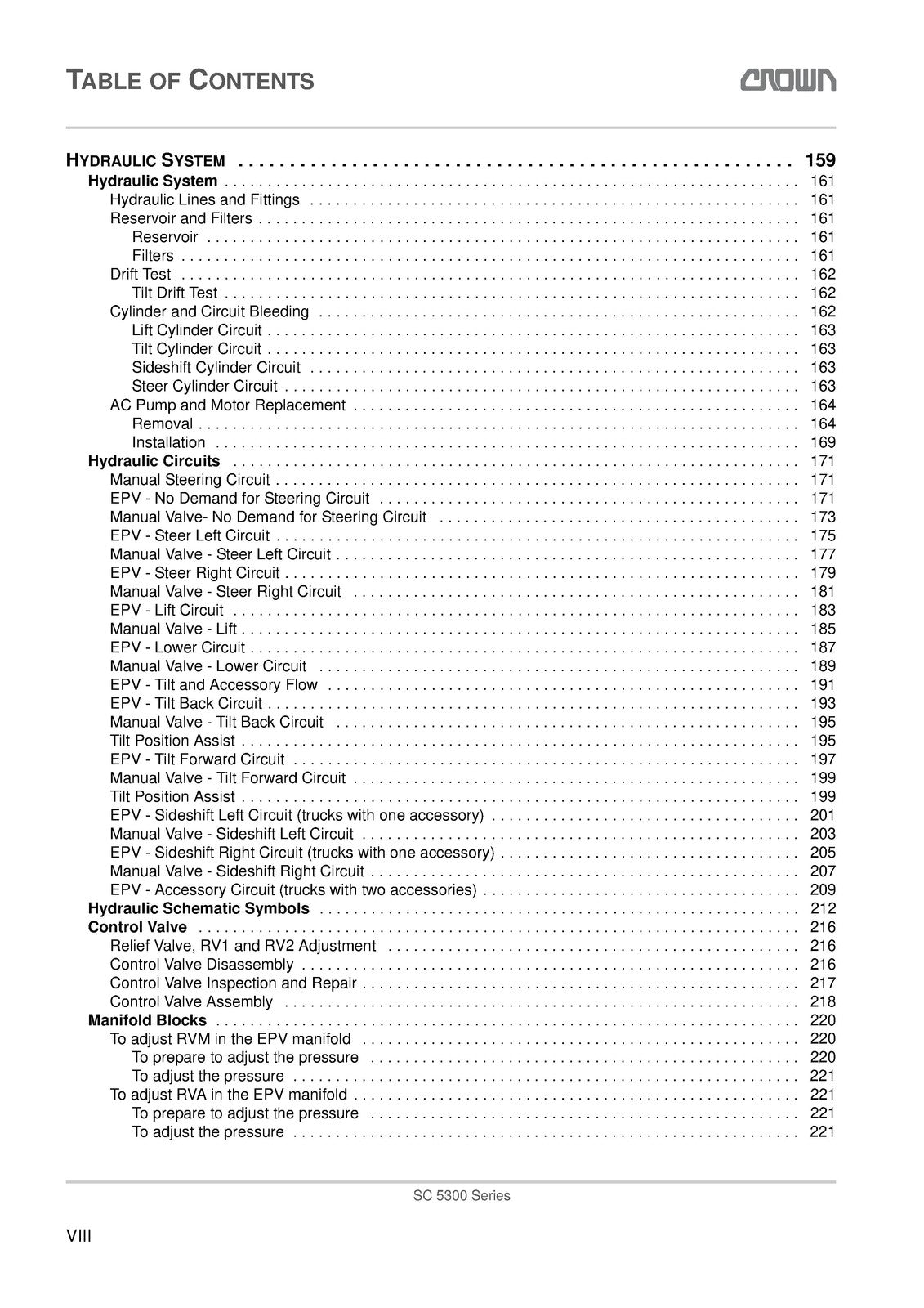 CROWN SC 5300 Series Forklift Maintenance Manual 2012 - WIRE BOUND - COVERS