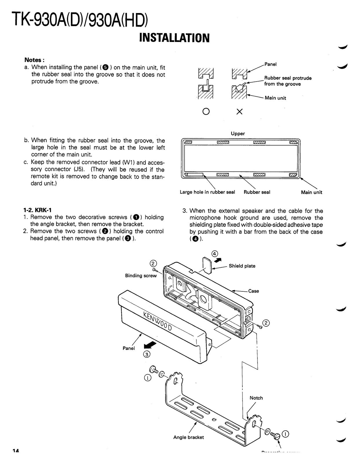 KENWOOD TK-930A UHF FM Transceiver Service Manual - BOUND - COVERS - XL FOLDOUTS