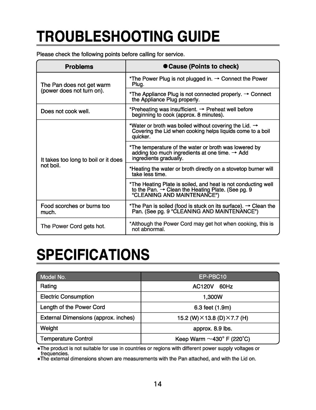 ZOJIRUSHI EP-PBC10 Gourmet dExpert Electric Operating Instructions Manual