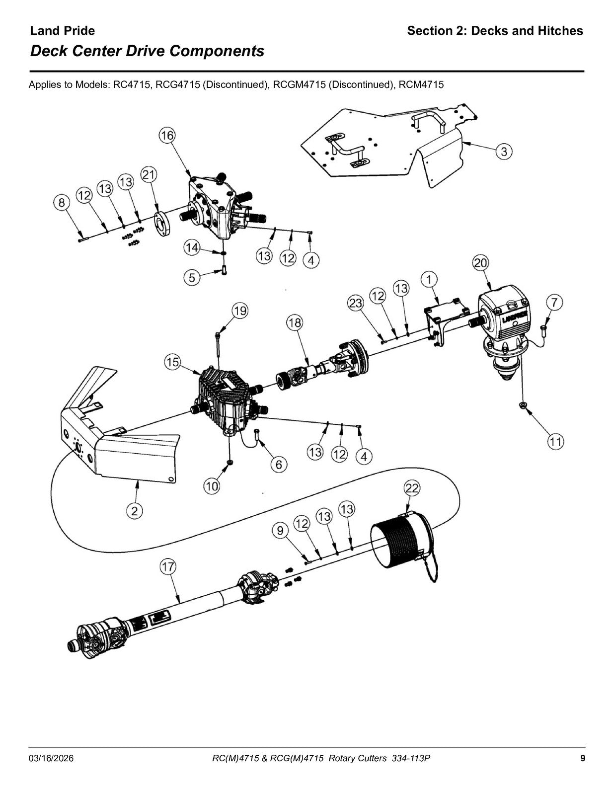 LAND PRIDE RC4715 Rotary Cutters Parts Manual 2026 - WIRE BOUND - TOUGH COVERS
