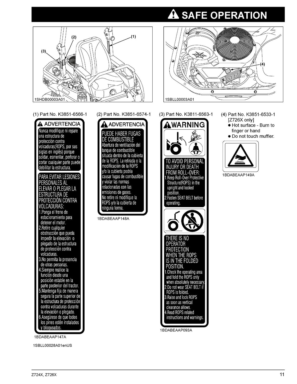 KUBOTA Z724X Z726X Zero Turn Operators Manual - BOUND - COVERS - XL FOLDOUTS