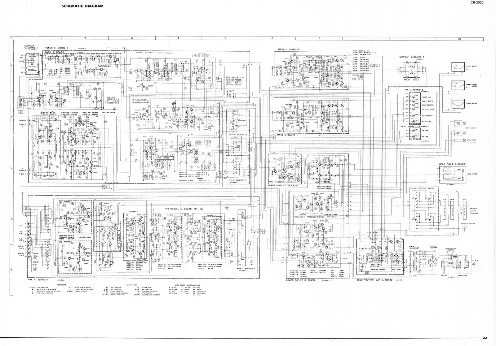 YAMAHA CR-2020 FM AM Stereo Receiver Service Manual - BOUND - COVERS - FOLDOUTS