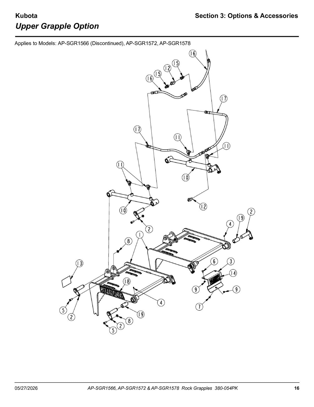 LAND PRIDE SGR15 Series Rock Grapples Parts Manual 2026 - WIRE BOUND - COVERS