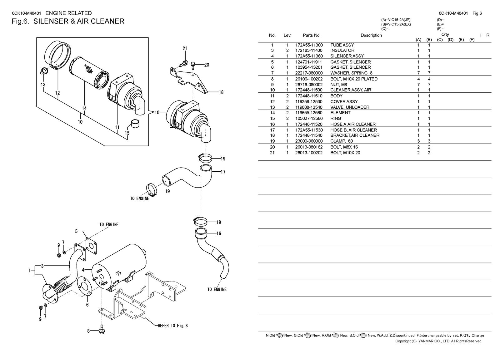 YANMAR ViO15-2A Excavator Parts Catalog Manual 2017 - WIRE BOUND - TOUGH COVERS